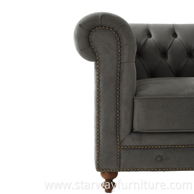 Europe classic vintage 3 seat living room couch leather sofa luxury chesterfield sofa